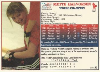 1993 Ice Hot International #53 Mette Halvorsen Back